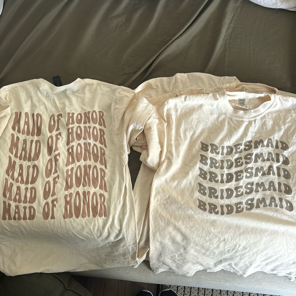 4 bridesmaids shirts and one maid of honor shirt